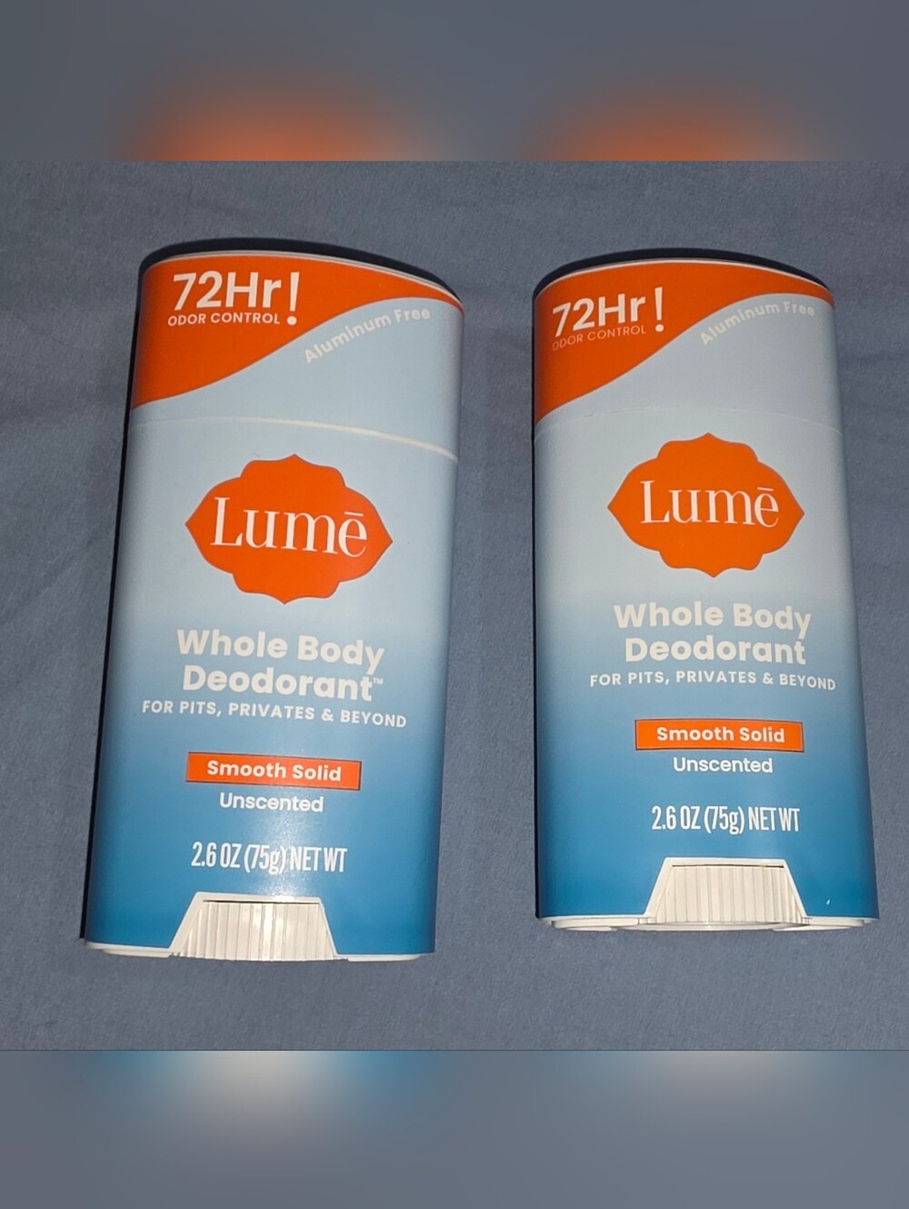 2PC NEW LUME UNSCENTED SMOOTH SOLID DEODERANT NO SEPARATING 2.6 EACH